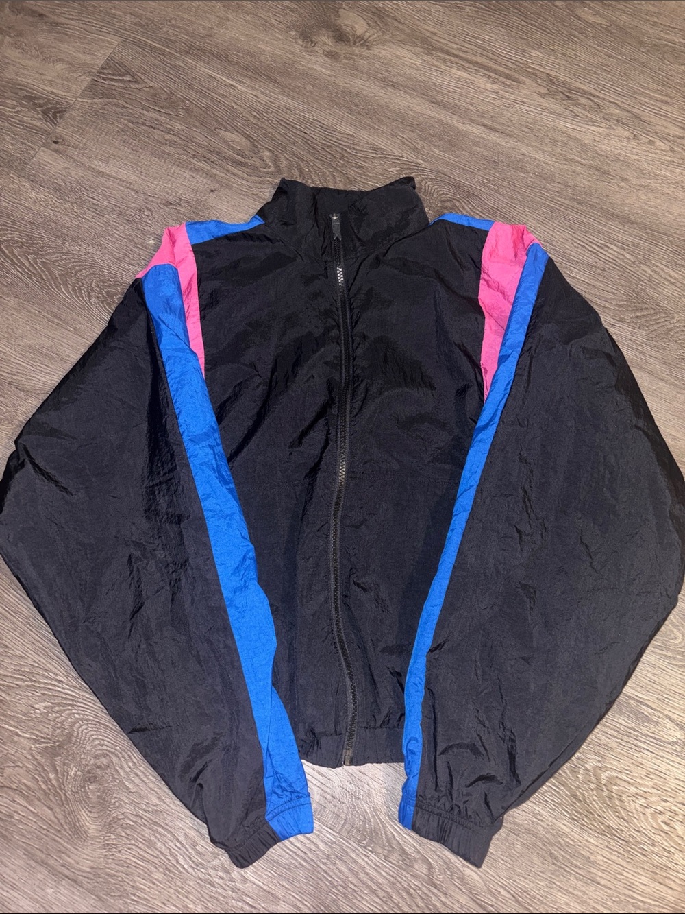 Reebok Black Jacket with Blue and Pink Accents